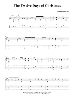 page one of The Twelve Days Of Christmas (Solo Guitar)