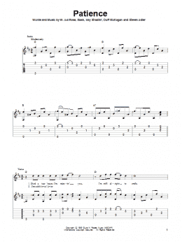 page one of Patience (Solo Guitar)