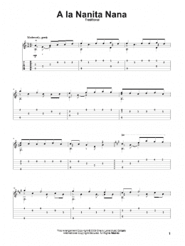 page one of A La Nanita Nana (Hear Lullabies and Sleep Now) (Solo Guitar)