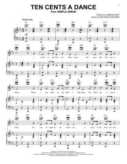 page one of Ten Cents A Dance (Piano, Vocal & Guitar Chords (Right-Hand Melody))
