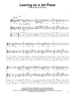 page one of Leaving On A Jet Plane (Solo Guitar)
