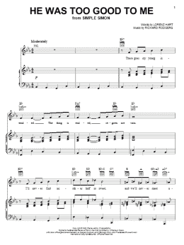 page one of He Was Too Good To Me (Piano, Vocal & Guitar Chords (Right-Hand Melody))
