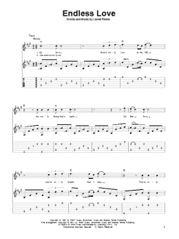 page one of Endless Love (Solo Guitar)