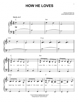 page one of How He Loves (Easy Piano)