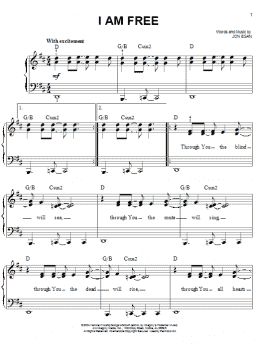 page one of I Am Free (Easy Piano)