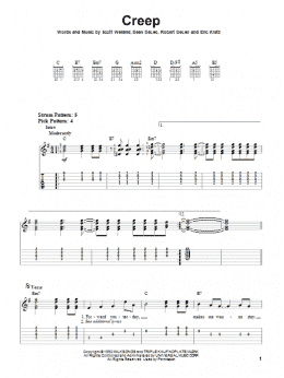 page one of Creep (Easy Guitar Tab)