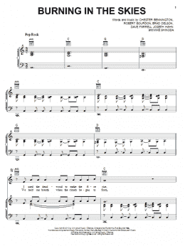 page one of Burning In The Skies (Piano, Vocal & Guitar Chords (Right-Hand Melody))