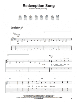 page one of Redemption Song (Easy Guitar Tab)