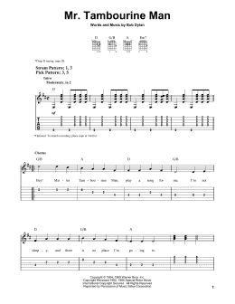 page one of Mr. Tambourine Man (Easy Guitar Tab)
