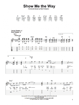 page one of Show Me The Way (Easy Guitar Tab)