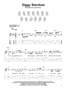 page one of Ziggy Stardust (Easy Guitar Tab)