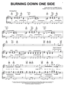 page one of Burning Down One Side (Piano, Vocal & Guitar Chords (Right-Hand Melody))