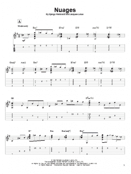 page one of Nuages (Solo Guitar)