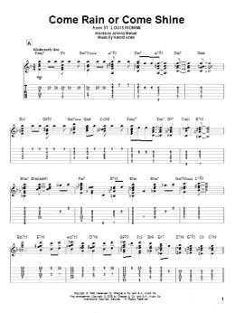 page one of Come Rain Or Come Shine (Solo Guitar)