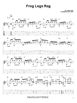 page one of Frog Legs Rag (Solo Guitar)