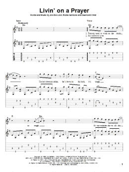page one of Livin' On A Prayer (Solo Guitar)