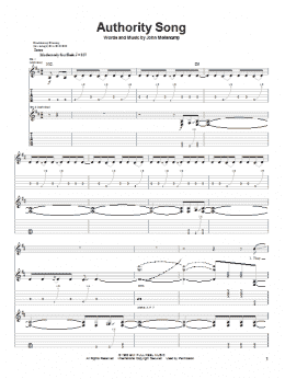 page one of Authority Song (Guitar Tab)