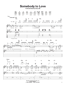 page one of Somebody To Love (Guitar Tab)
