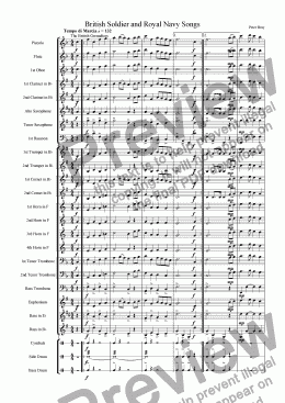page one of British Soldier and Royal Navy Songs (Windband)