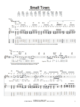 page one of Small Town (Guitar Tab)