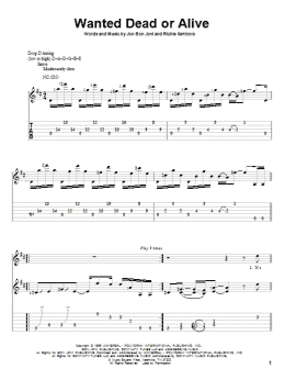 page one of Wanted Dead Or Alive (Solo Guitar)