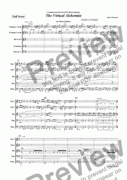 page one of The Virtual Alchemist (brass quintet)