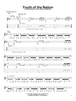 page one of Youth Of The Nation (Guitar Tab)