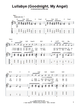 page one of Lullabye (Goodnight, My Angel) (Solo Guitar)