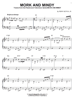 page one of Mork And Mindy (Piano Solo)