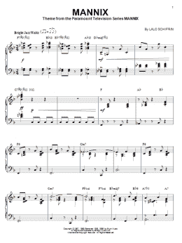 page one of Mannix (Piano Solo)