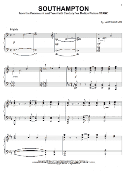 page one of Southampton (Piano Solo)