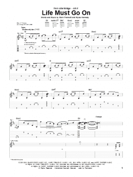 page one of Life Must Go On (Guitar Tab)