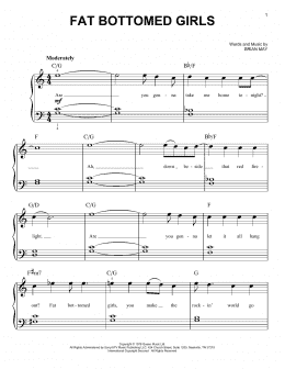 page one of Fat Bottomed Girls (Easy Piano)