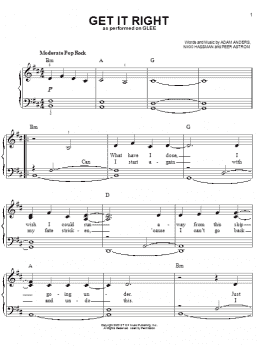page one of Get It Right (Easy Piano)