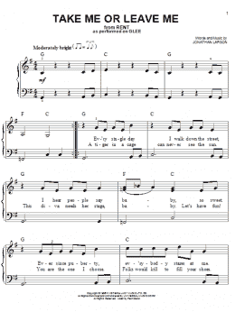 page one of Take Me Or Leave Me (Easy Piano)