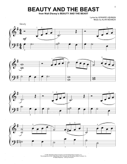 page one of Beauty And The Beast (Beginning Piano Solo)