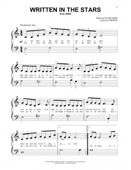 page one of Written In The Stars (from Aida) (Beginning Piano Solo)