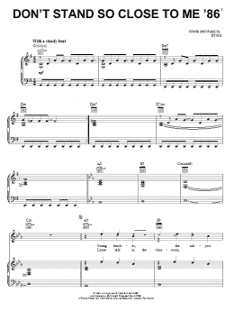 page one of Don't Stand So Close To Me '86 (Piano, Vocal & Guitar Chords (Right-Hand Melody))