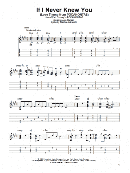 page one of If I Never Knew You (End Title) (from Pocahontas) (Solo Guitar)