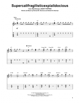 page one of Supercalifragilisticexpialidocious (from Mary Poppins) (Solo Guitar)