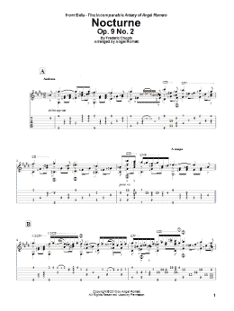 page one of Nocturne, Op. 9 No. 2 (Solo Guitar)