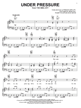 page one of Under Pressure (Piano, Vocal & Guitar Chords (Right-Hand Melody))
