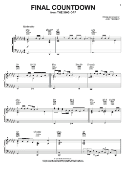 page one of Final Countdown (Piano, Vocal & Guitar Chords (Right-Hand Melody))