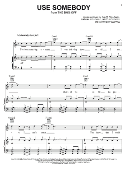 page one of Use Somebody (Piano, Vocal & Guitar Chords (Right-Hand Melody))