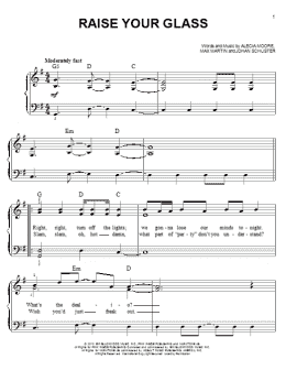 page one of Raise Your Glass (Easy Piano)