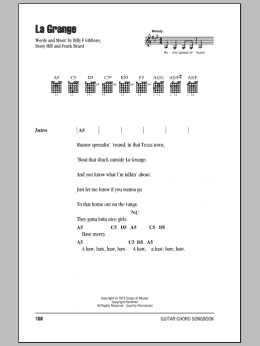 page one of La Grange (Guitar Chords/Lyrics)