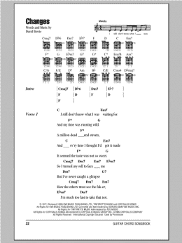 page one of Changes (Guitar Chords/Lyrics)