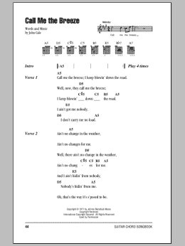 page one of Call Me The Breeze (Guitar Chords/Lyrics)