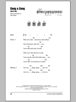 page one of Bang A Gong (Get It On) (Guitar Chords/Lyrics)