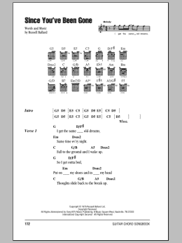 page one of Since You've Been Gone (Guitar Chords/Lyrics)